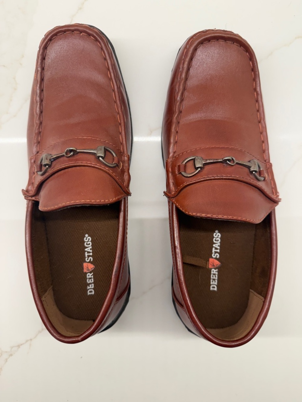 Deer Stags Boys Tan Slip-On Bit Loafers